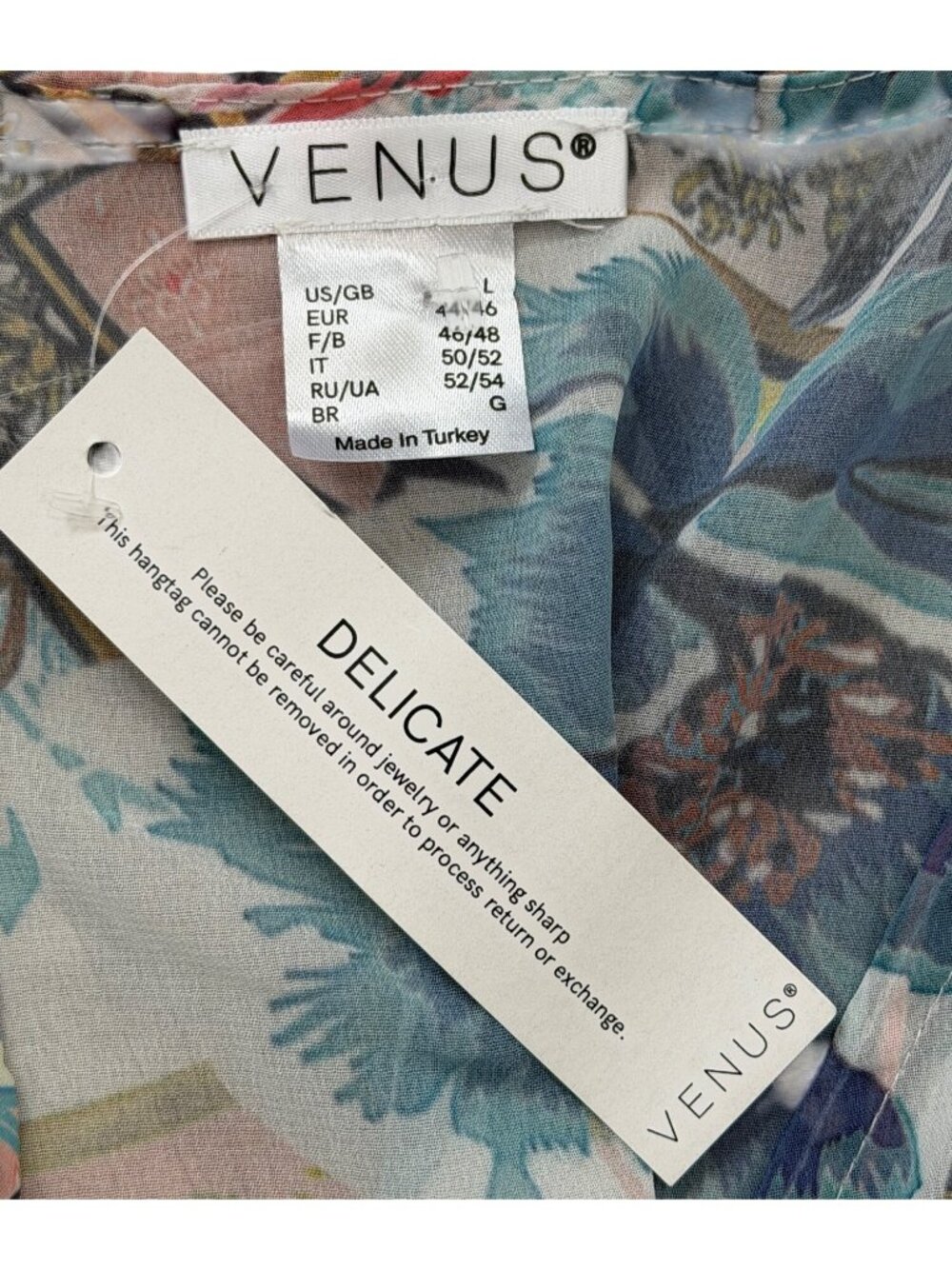 Venus Womens Size L Cover-Up Maxi Dress Sheer Floral With Tie Waist Flowy NEW - Picture 4 of 8